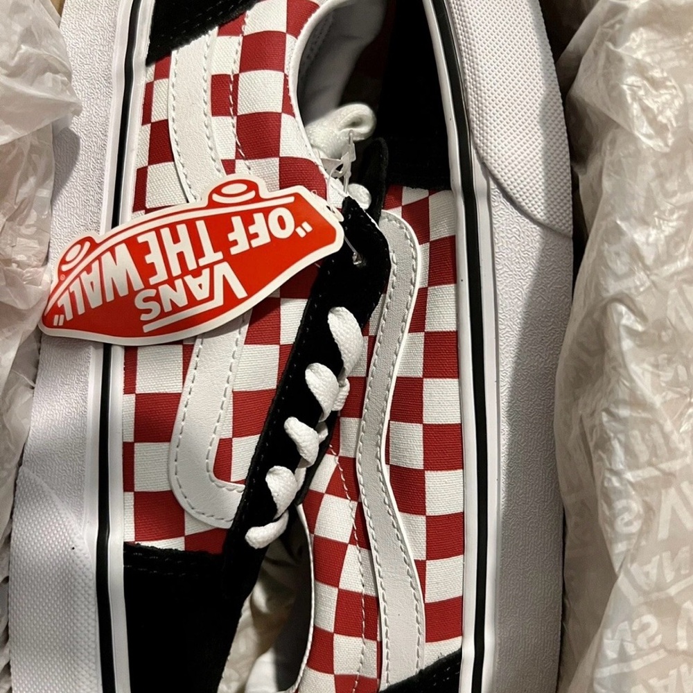 Vans Checkerboard Red White Low-Top Sneakers Women